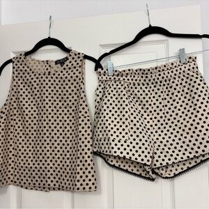 J. Crew Black Polka Dot Tan and Black set.